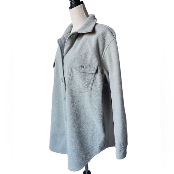 Rachel Zoe Light Sage Green Button Down Collared Fleece Teddy (Size: 1X) - Picture 4 of 9